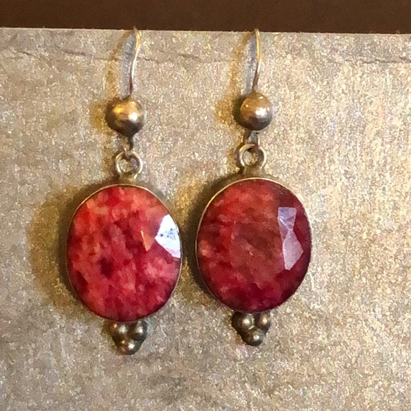 Kashmir Raw Ruby Earrings - Picture 9 of 11